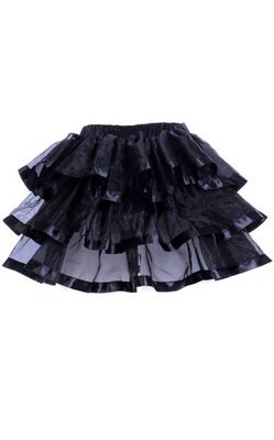 Black Tulle Mini Skirts With Layers and black Edging